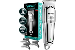 VGR V-071 Professional Beard Trimmer for Men, 2X Fast Charging, USB Type C, 120 Min Runtime, Hair Trimmer, Cordless, 3 Length Settings, 2 Year Warranty (Silver)
