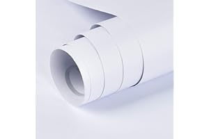 Sunm Boutique Samoprzylepna folia samoprzylepna, biała, matowa z PCW, matowa folia do mebli, tapeta, folia dekoracyjna, na ściany, szafki, wodoszczelna, biała, 40 cm x 5 m