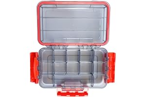 NewShot Large Waterproof Fishing Tackle Box, DIY Dividers Organizer Case for Lure Carp Sea Fly Fishing Swivel Hook Bait Tool Accessories Storage, Transparent Brown