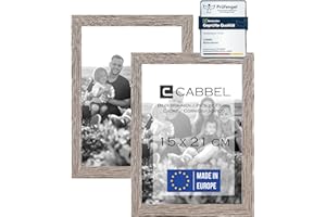 CABBEL podwójne opakowanie (zestaw 2) ramka na zdjęcia 15x21 cm, ciemny dąb, solidna rama z drewna MDF, nietłukące pleksi, do powieszenia i postawienia, idealna na zdjęcia/obrazy/kolaże