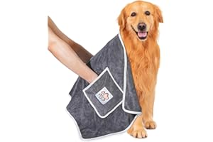 Laamsamling Hundehandtuch, 2 Stück Hundehandtuch Extra Saugfähig für Hunde und Katzen, Mikrofaser-Handtücher für Haustiere mit Griffaschen – ideal für Kleine, Mittelgroße und Große Hunde