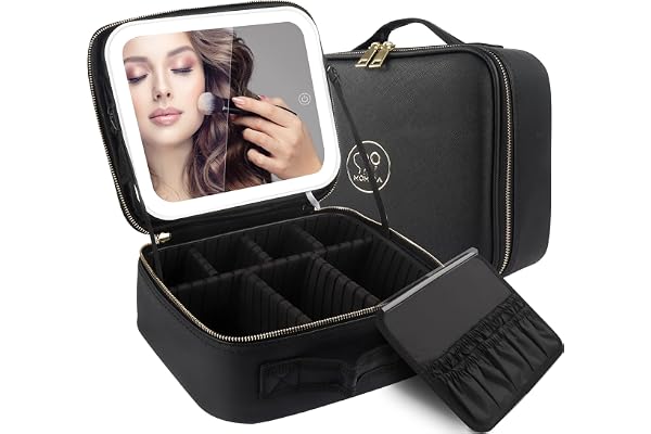 MOMIRA Make-up-Tasche mit Spiegel und Licht Noir