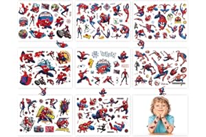 WIRHAUT Tattoo Kinder 8 Blätter, Kinder Superheld Temporäre Tattoos Set, Wasserdichte Kindertattoos Aufkleber, Kinderaufkleber für Jungen Mädchen Geburtstagsfeier Partydekoration Sticker