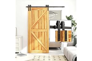 TSMST 167cm Bypass Double Porte Quincaillerie Coulissante de Grange en Bois Kit, Système de Rail kit Pour Portes Coulissantes