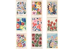 Xmart 9 Pcs Posters Muraux Flower Market Stylé et élégant Affiche Decoration Murale Sans Cadre 20 X 30 cm Affiche Vintage Convient pour la Chambre le Salon et la Salle à Manger