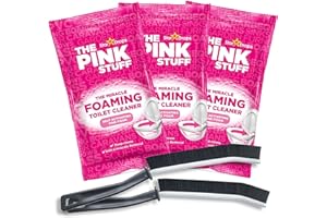AVATOPIA Pink Stuff Cleaning Products - Miracle Foaming Toilet Bowl Cleaner Limescale Remover Powder (3 Sachets) with 2 Crevice Brushes | Pink Stuff Toilet Cleaner, Toilet Foam Cleaner