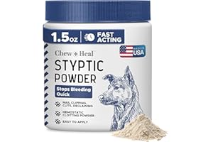 Chew + Heal Labs Styptic Powder for Dogs & Cats - 1.5 oz - Quick Stop Bleeding for Dogs Nails & Minor Cuts - Blood Clotting Powder & Bleed Stop Formula