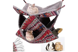 NICECONE 3 Layer Pet Cage Hammock, Small Animals Warm Plush Triple Bunkbed Cage Hanging Hammock Bed Cage Accessories Toy for Guinea Pig Sugar Glider Parrot Ferret Squirrel Hamster Rat