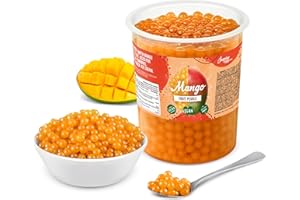 ‎THE INSPIRE FOOD COMPANY INSPIRE FOOD Bubble Tea Perlen Mango für Bubble Tea | Popping boba Perlen, Tapioka Fruchtperlen und Boba Perlen - 100% vegan und glutenfrei, ohne künstliche Farbstoff, 1KG