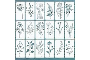 EAPIKON 18 Plantilla Dibujos para Pintar Manualidades, 10x20cm Plantillas Stencil Reutilizables de Flores Hoja, Decorativas Template para Pared Muebles Textiles Scrapbooking DIY