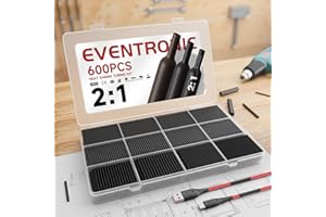 Eventronic Heat Shrink Tubing 600Pcs, EVA Material Upgrade, IP56 Waterproof Heatshrink Sleeving Kit, in Total 27m,12 Sizes, Ideal for Electrical Insulation and Wire Connector, Black, Never Fading