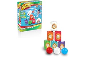 MOZZERS Hot Shots Can Alley Game – Knock-Down Target Game for Kids | 6 Numbered Plastic Cans + 3 Soft Balls | Fun Indoor & Outdoor Game | Develops Coordination & Motor Skills | Ages 3+