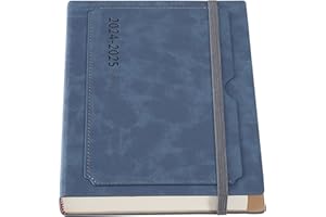 HOLDERZWU Academic Diary 2024-2025,2024-2025 Diary A5 Day per Page, A5 Daily Planner from Jul 2024 to Jun 2025,Hardcover Agenda with Pen,Colorful Monthly Tab,Front Pocket,Inner Pocket,Pen Holder (Blue)