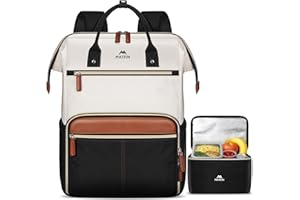 MATEIN Mochila Portatil 15.6 Mujer Set de 2 Piezas, Mochila Ordenador Portatil Impermeable con Bolsa de Almuerzo Termica y Extraíble Lunch Backpack para Universidad Escolares, Enfermeras y Profesoras