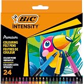 BIC Intensity Birinci sınıf ke&ccedil;eli kalem, yetişkinler ve &ccedil;ocuklar i&ccedil;in, 24 renkte, konforlu kau&ccedil;uk sap ve sağlam u&ccedil;