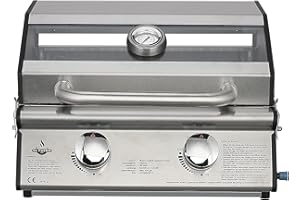 Gasgrill "JESOLO" von El Fuego® mit 2 Hochleistungs-Brennern (2x 3,0 kW), mit Sichtfenster, Grillrost & Brenner aus Edelstahl gefertigt, Tischgasgrill, Campinggrill, BBQ, AY 4411