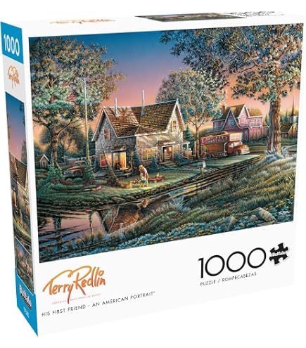 Buffalo Games Puzzle 'Abend Am Bergsee' | 1000 Teile, Kunst Von Kim Norlien | Fertige Größe 68x50 Cm | Mit Poster