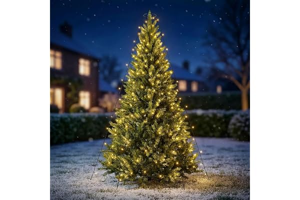 Spetebo LED-ljusslinga för julgran – med 6 strängar à 2 m – 120 LED i varmvitt ljus, julgransbelysning, flaggstångsbelysning