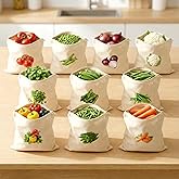 Greenfold 100% Cotton Reusable Vegetable Bags for Fridge | Eco-friendly Storage Bags for Kitchen Organizer | 10 Pcs | Washabl