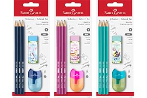 FABER-CASTELL 111181 – Skolsats 5-delad, med blyertspennor HB, pennvässare och suddgummi, ingen färgval möjlig