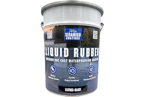Siramico Coatings Liquid Rubber Roof Coating | 5 Litres | Instant Leak Seal Technology I Quick Drying, One Coat Waterproofing Sealant | Black, Grey & Clear (Black, 5 Liters)