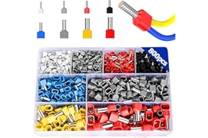 Preciva 800 pezzi doppio Puntalini Elettrici a Crimpare, anello a crimpare, linguetta a crimpare Dimensione 2 * 0,5-10mm² Adatto per la crimpatura fai da te e industriale.