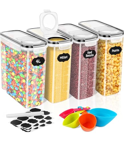 DWËLLZA KITCHEN Contenitori Ermetici Per Dispensa – 2 Pezzi Da 6,5 Litri Per Farina E Zucchero – Con Etichette E Pennarello, Senza BPA - 3