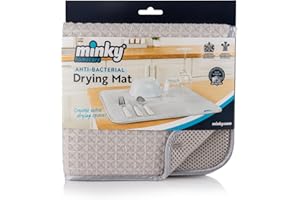 Minky Anti-Bacterial Drying Mat, Super Absorbent Quick-Drying Microfibre Draining Mat, Soft Dish Drying Mat for Kitchen, Cutlery Drainer for Sink, Machine Washable