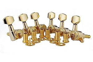 Guyker Guitar Locking Tuners (6 for Right) - 1:18 Lock String Tuning Key Pegs Machine Head with Hexagonal Handle Replacement for ST TL SG LP Style Electric, Folk or Acoustic Guitars - Golden