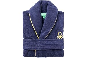 UNITED COLORS OF BENETTON Albornoz L/XL 420GSM 100% Algodón con logo bordado color Azul marino CORE Benetton