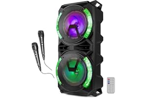Fenton LIVE280 - Altavoz Bluetooth portatil LED 900 W, 2 x microfono, Trolley y Ruedas, luz LED Altavoces Frontales(On/Off), USB y Micro SD, AUX, conexión Bluetooth 5.0, Batería o Corriente