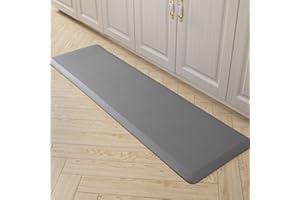 Carvapet Anti Fatigue Kitchen Mat 20MM Thick Cushioned Kitchen Standing Mats Floor Mats PVC Waterproof Runner Rug for Standing Desk, Kitchen, Office(Grey,44x152x2cm)