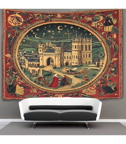 Arazzo Medievale Cavaliere A Cavallo - Tappezzeria Parete 3D 150x200cm Per Camera