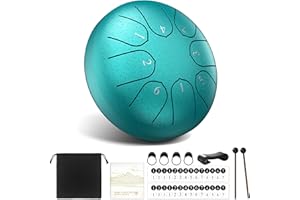 TIKMASE Drum acier 8 notes 6'' | Handpan méditation & yoga | Acier allemand premium (sac, baguettes, partitions) | Cadeau musical zen adultes/enfants
