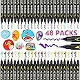 Laconile 48 Acrylic Paint Pens for Rock Painting,Acrylic Markers Paint Markers for Glass Stone Wood Ceramic,Dual Tip Acrylic Pens with Fine and Brush Tip for Adults Kids