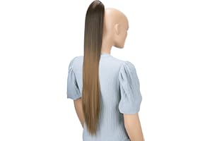 ‎CAISHA CAISHA 70cm Extralang Clip On Haarteil Zopf Pferdeschwanz Hitzebeständig Synthetik Glatt Ombré Braun Mix H117