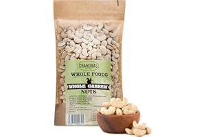 Chandra Whole Foods –Whole Cashew Nuts 1KG -Low-GI Quality Raw Deshelled Cashew Nuts for Snacking, Curries, Smoothies, Baking, Cooking & Gravies - Gluten-Free & Keto, Rich in Protein, Vitamins & Fibre
