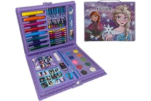 CARTOON Disney Frozen Color Box för barn, set 65 delar färger och brevpapper kit ritning och målning