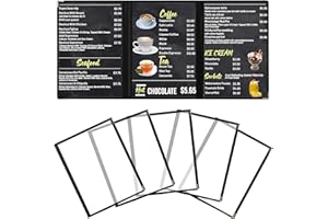 AZKEEGREY Lot de 6 A4 Porte Menu Restaurant 3 Page Double Face, Transparent Protege Menu pour Restaurant Cafés Bar
