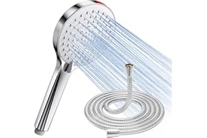 SREWOHS Soffione Doccia con Tubo Anticalcare - Alta Pressione Risparmio idrico doccia soffione 5 funzioni getto con potente modalità getto per pulire piastrelle, bagno,Universale+ABS 7,5 l/min