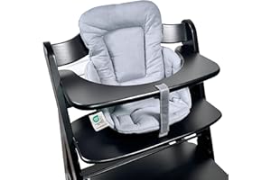 LALOONA BABY BEDDING LaLoona Reducteur Chaise Haute pour Hauck Alpha et Beta - Coussin Assise Bebe Moelleux, Testé OEKO-TEX Standard 100, Lavable en Machine - Gris (Revêtement essuyable)