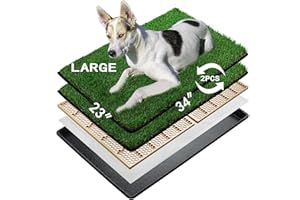 MEEXPAWS Toilettes pour Chien avec Gazon Artificiel, 85×59 cm Bacs à Litières pour Chiens avec Pelouse Artificielle Exterieur Intérieur, Plateau de Pot pour Grand Chien avec Pipi Pad Tapis d’Herbe