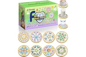 Finsink Mosaik bastelset kinder 8pcs mosaik untersetzer bastelset diy holz untersetzer Set Mosaiksteine zum basteln set Geburtstagsgeschenke für Kinder
