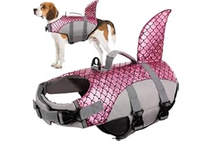 PUMYPOREITY Hundeschwimmweste, Schwimmhilfe für Hunde Schwimmweste zum Schwimmen mit Starkem Auftrieb und Rettungsgriff Schwimmkörper für Haustier zum Schwimmen Bootfahren Kanufahren und Wassersport(Rosa, L)