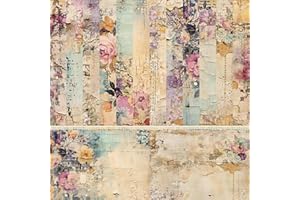 CHAOTEMAI 24 Stücke Scrapbooking Papier 15*15cm Vintage Scrapbook Papier Zubehör Decoupage Papier Bastelpapier Weihnachten Designpapier für DIY Tagebuch Handwerk Notizbuch Alben Blumenmuster（rosa）