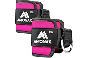 Amonax Cinghie per Caviglia Palestra (1 & 2 Pezzi), Palestra Cavigliera Regolabile, Ankle Strap - Donna & Uomo - Cinghie per Caviglia, Compatibile con Bande di Resistenza