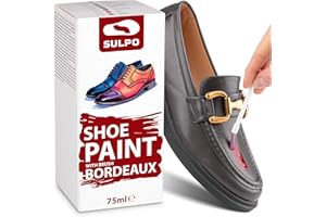SULPO Tinte para zapatos, color burdeos, 75 ml, ideal para el cuidado de cuero granulado, cuidado eficaz para zapatos, bolsos y accesorios