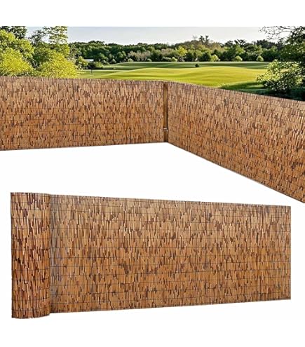 Brise Vue Bambou Naturel Canisse Bambou 60cm 70cm 80cm 90cm 100cm 110cm 120cm 130cm 140cm 150cm 160cm Hauteur Clôture En Roseau Durable Pour Balcon, Terrasse Et Jardin(Color:Primary White Line,Size:80