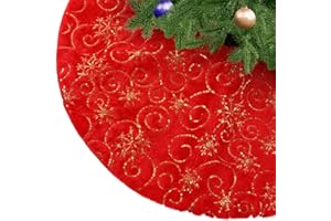 KONVINIT Falda de Árbol de Navidad Roja de Peluche Con Lentejuelas de Copos de Nieve - Cubre Pie Para Árbol Navideño - 78cm/90cm/122cm