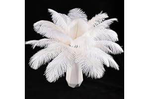 THARAHT 24 plumas de avestruz blancas a granel naturales 6-8 pulgadas 15 cm - 20 cm para piezas centrales de fiestas de bodas Gatsby de Pascua y plumas de avestruz decoradas en el hogar